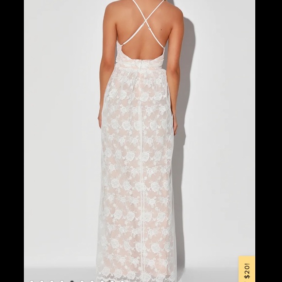 Lulu’s NWT Lace Wedding Dress Gown Rehearsal Size Medium Floor Length Maxi - Picture 3 of 3